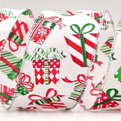 Різдвяна коробка для подарунків з дизайном стрічки_KF7861
