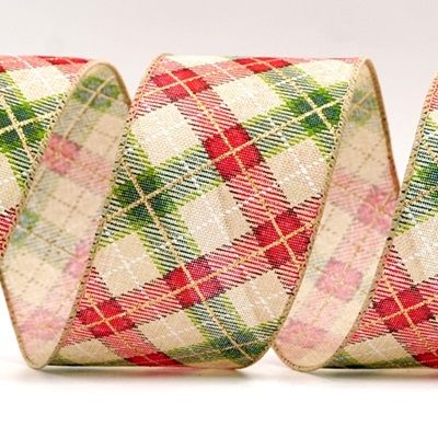 Wstążka w wzór w kratę diagonalną_KF7908