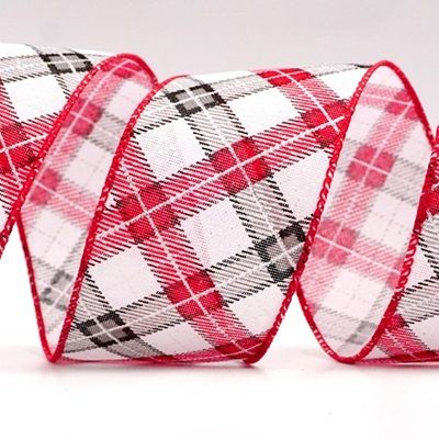 Wstążka w wzór w kratę diagonalną_KF7909