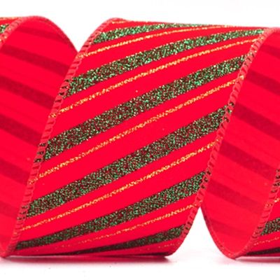 Streep Schuine Glitter Bedraad Lint_KF7959