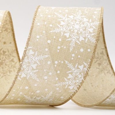 Christmas Snow Flakes Design Wired Ribbon_KF7966.KF7967