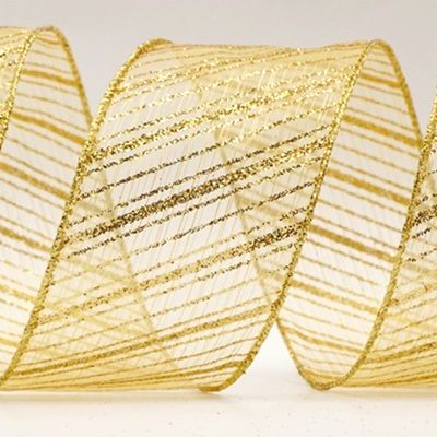 Glitter Diagonal Stripe Wired Ribbon_KF7985