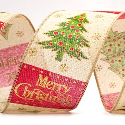 Wstążka druciana z motywem choinki i owoców_KF7995.KF7996