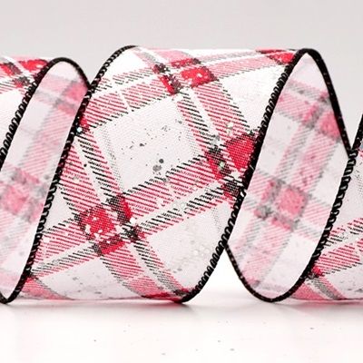 Wstążka w wzór w kratę diagonalną_KF8026