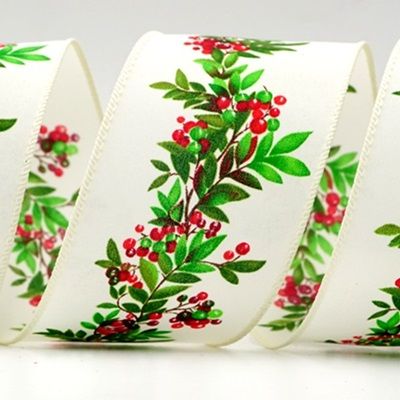 Κορδέλα με Πράσινα Φύλλα και Κόκκινες Μούρα_KF8039.KF8040