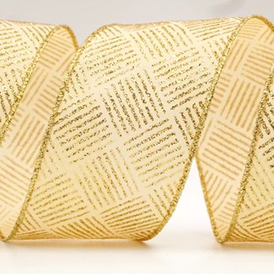 Crisscross Metallic Design Wired Ribbon_KF8059