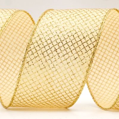 Золотая металлическая ленточка с диагональным узором_KF8062