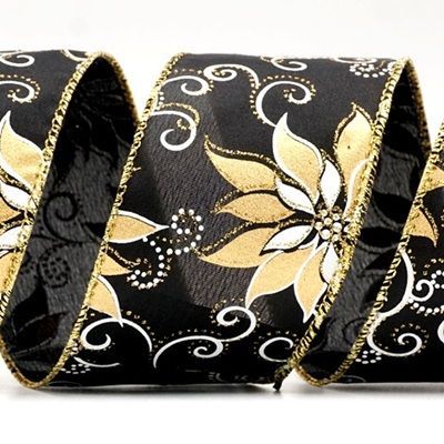 Arany Poinsettia Drótos Szalag_KF8128