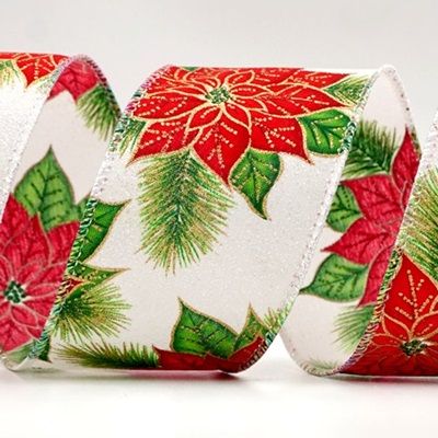 Beautiful Poinsettia Design Wired Ribbon_KF8293.KF8294