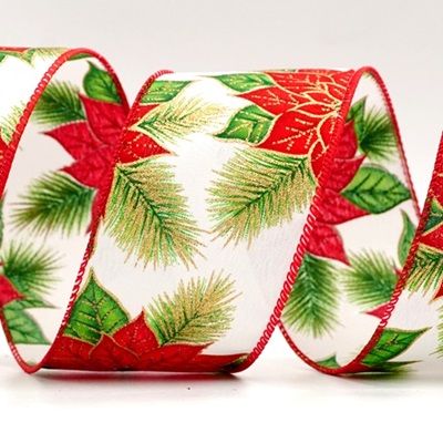 Beautiful Poinsettia Design Wired Ribbon_KF8295.KF8296