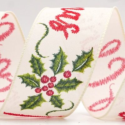 Ruban de houx d'hiver et de joyeux Noël_KF8307.KF8308