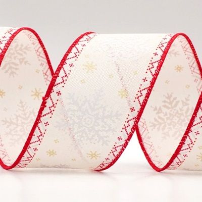 Cross Stitch Snowflakes Wired Ribbon_KF8317