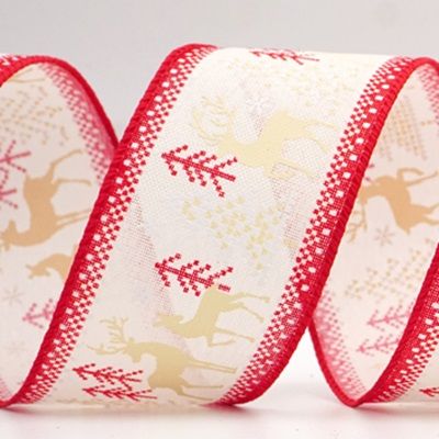 Wstążka druciana z reniferem świątecznym_KF8318.KF8319.KF8320