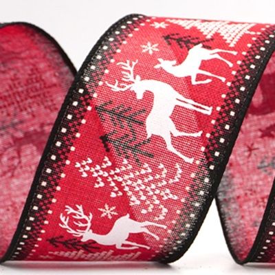 Wstążka druciana z reniferem świątecznym_KF8318.KF8319.KF8320