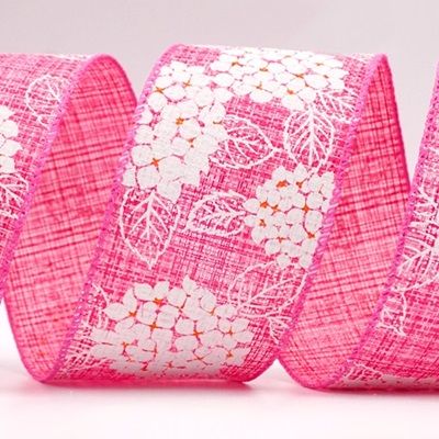 Белая проволочная лента с гортензией_KF8359