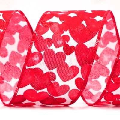 Red Valentine's Heart Wired Ribbon_KF8376.KF8377