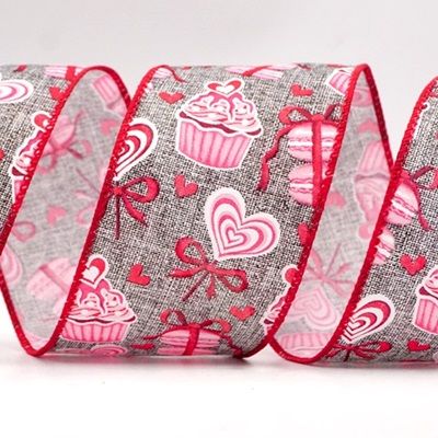 Valentijn Cupcake en Macaroon Bedraad Lint_KF8493