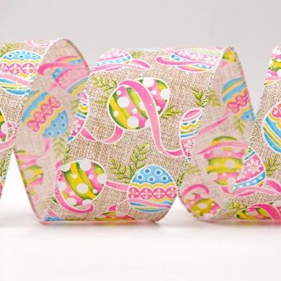 Λαμπερό Εορταστικό Πασχαλινό Αυγό Σε Σύρμα Κορδέλα_KF8538