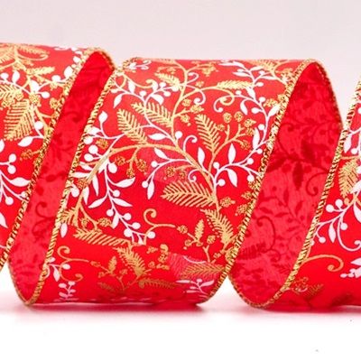 شريط سلكي مزخرف بأوراق وتوت عيد الميلاد_KF8598.KF8599