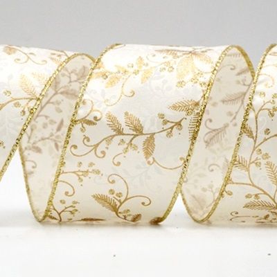 شريط سلكي مزخرف بأوراق وتوت عيد الميلاد_KF8600