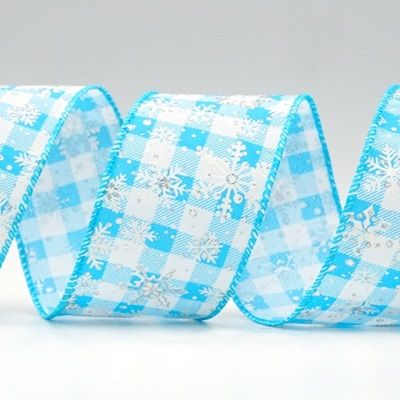 Nastro di Rame Wired a Fiocco di Neve a Quadri Festivi_KF8691