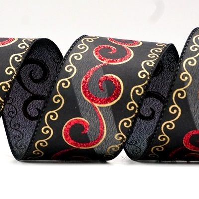 Χριστουγεννιάτικη Λαμπερή Στροφή Σατέν Κορδέλα_KF8769