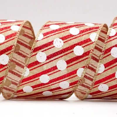 Nastro di Rame a Strisce e Pois di Natale_KF8798