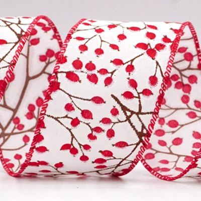 Рождественские цветы и ягоды проволочная лента_KF8849.KF8850