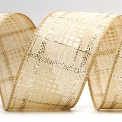 गोल्ड एक्सेंट्स के साथ चेकर्ड प्लेड वायर्ड रिबन_KF8859.KF8860.KF8861.KF8862.KF8863.KF8864