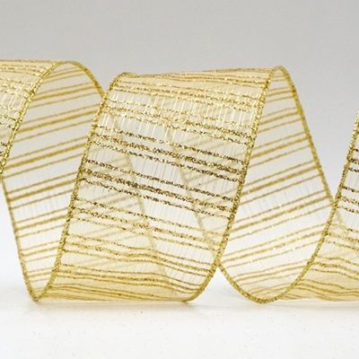 Ruban en fil métallique à rayures fines pailletées_KF8982