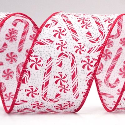 Holiday Candy Canes Wired Ribbon_KF9008