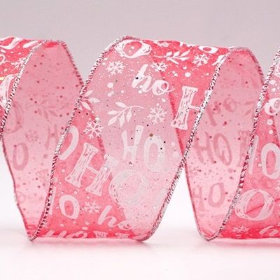 Wstążka z festiwalowym wzorem HO HO HO_KF9021.KF9022.KF9023.KF9024.KF9025.KF9026