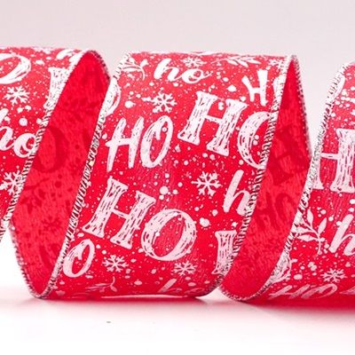 Wstążka z festiwalowym wzorem HO HO HO_KF9021.KF9022.KF9023.KF9024.KF9025.KF9026