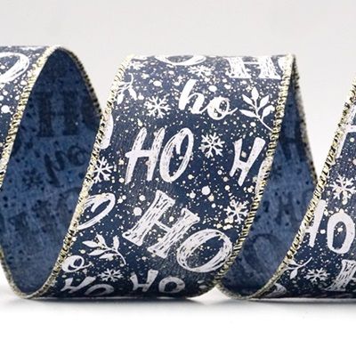 Wstążka z festiwalowym wzorem HO HO HO_KF9021.KF9022.KF9023.KF9024.KF9025.KF9026