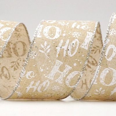 Wstążka z festiwalowym wzorem HO HO HO_KF9021.KF9022.KF9023.KF9024.KF9025.KF9026