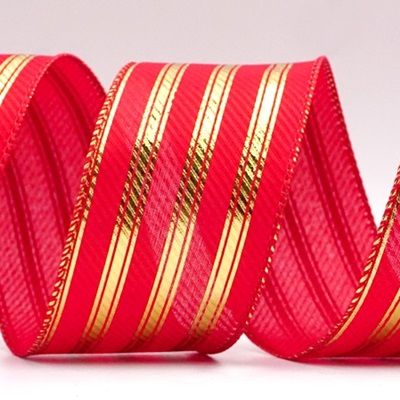 Shimmering Parallel Stripe Wired Ribbon_KF9035