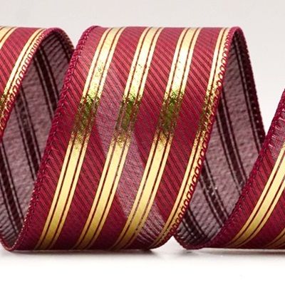 Shimmering Parallel Stripe Wired Ribbon_KF9035
