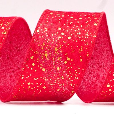 Festive Metallic Confetti Wired Ribbon_KF9038