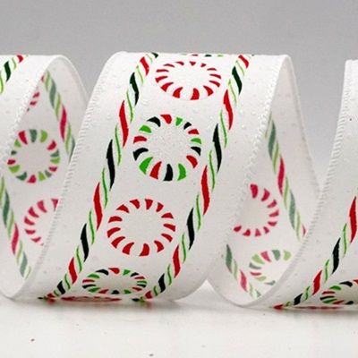 Festive Peppermint Swirl Wired Ribbon_KF9047