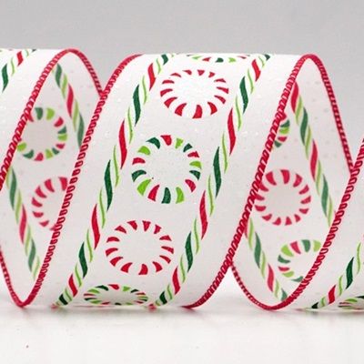 Festive Peppermint Swirl Wired Ribbon_KF9048