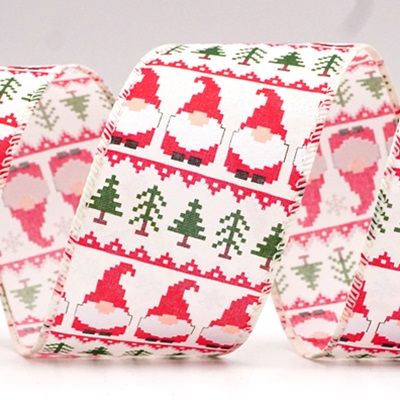 क्रिसमस ग्नोम्स वायर्ड रिबन_KF9052.KF9053