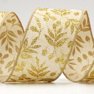 Wstążka z brokatowymi liśćmi_Festive_KF9157.KF9158