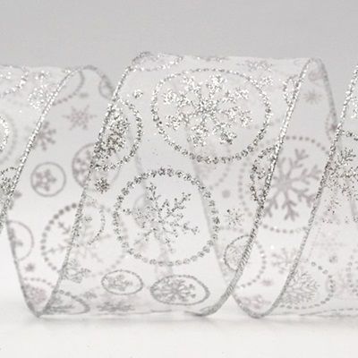 Wstążka z błyszczącymi bombkami w kształcie płatków śniegu_KF9163