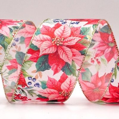 Блискуча пуансетія та ягоди Провідна стрічка_KF9174.KF9175