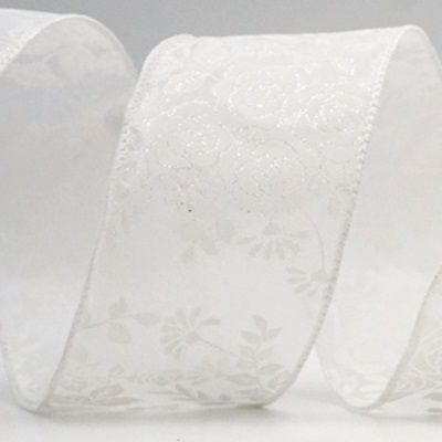 Elegantti ruusu kukkakoristeinen langallinen nauha_KF9242.KF9243.KF9244.KF9245