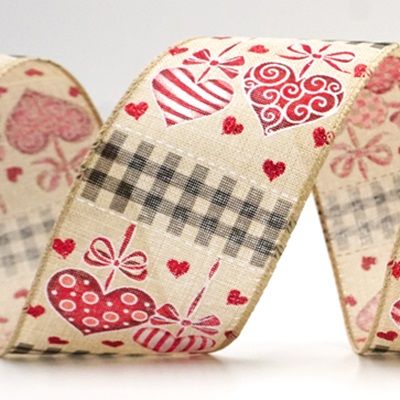 वैलेंटाइन डे वायर्ड रिबन दिल और चेकर्ड पैटर्न के साथ_KF9263.KF9264