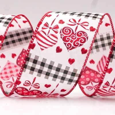 वैलेंटाइन डे वायर्ड रिबन दिल और चेकर्ड पैटर्न के साथ_KF9263.KF9264