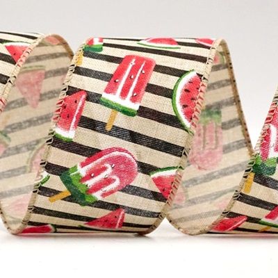 तरबूज पॉप्सिकल और स्ट्राइप तार वाला रिबन_KF9271