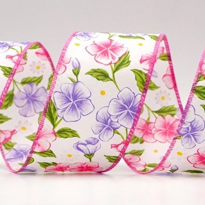 स्प्रिंग पैस्टल फ्लोरल वायर्ड रिबन_KF9281