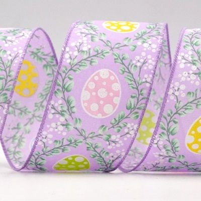 ग्रीन स्प्रिग पोल्का डॉट ईस्टर अंडा वायर्ड रिबन_KF9290